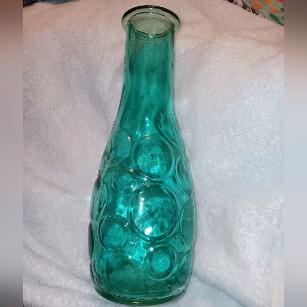 MCM BPS BUBBLES Elegant Teal Glass Bud Vase